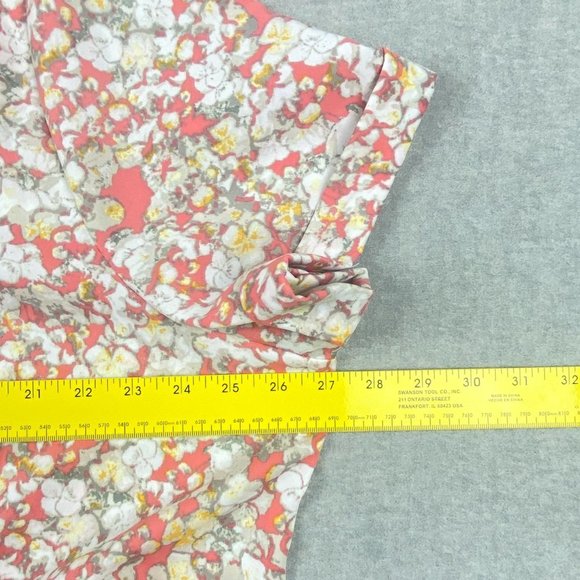 Penningtons Blouse Womens 2X Button Down Floral Orange White Tunic Flowy V-Neck - Picture 8 of 11